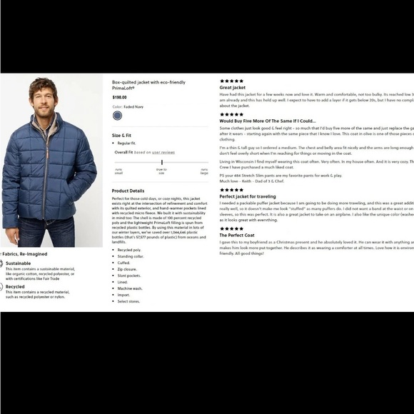 J.CREW puffer jacket insulated blue quilted fleece-lined leather-pull X- LG NWT - Picture 7 of 15